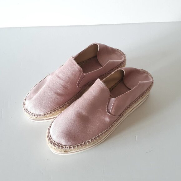 EUC Zara blush pink satin effect slip on espadrille style shoes, US 6 - Picture 6 of 16